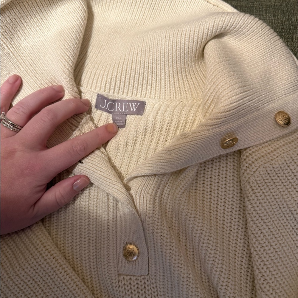 J. Crew Women's Cream Sweater with Gold Buttons NWOT